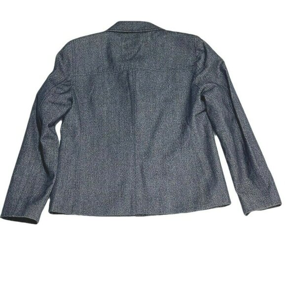 Michael Kors Petite Wool-Cotton Blend Blazer Jacket in Blue Size 4P - Picture 9 of 10